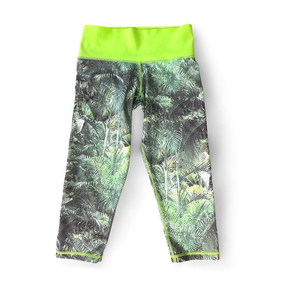 Adidas Climalite 3/4 Crop Leggings tropical jungle print size small - Picture 1 of 9